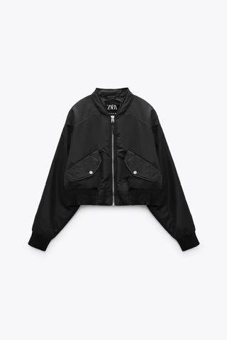 Zara + Cropped Water Repellent Bomber