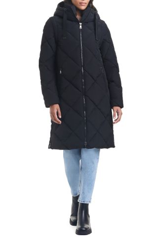 Sanctuary + Longline Hooded Puffer Coat With Removable Sleeves