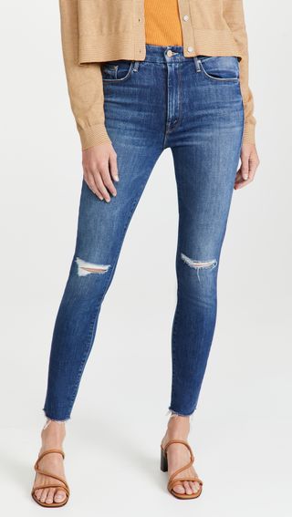 Mother + High Waisted Looker Ankle Fray Jeans