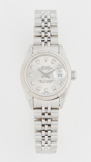 Rolex + Pre-Owned Silver Diamond Dial, Fluted Bezel, Jubilee Band