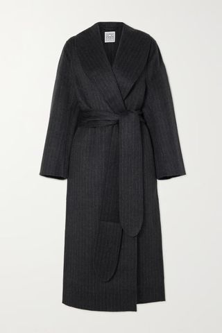 Totême + Oversized Belted Pinstripe Coat