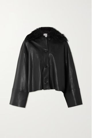 Totême + Shearling-Trimmed Leather Coat