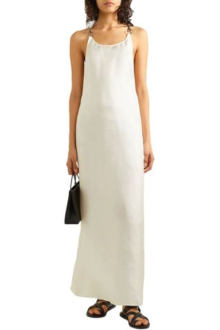 Rudi Gernreich + Embellished Silk-Satin Maxi Dress