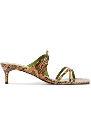 BY FAR + Candy Snake-Effect Leather Sandals
