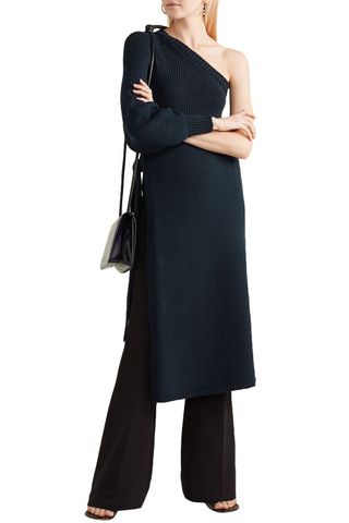 Rosetta Getty + One-Shoulder Wrap-Effect Knitted Tunic