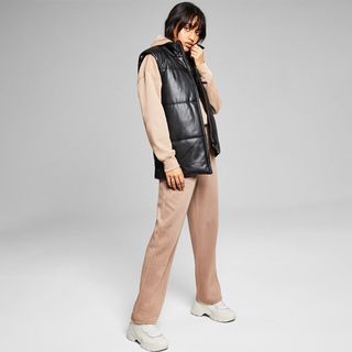 And Now This + Faux Leather Puffer Vest