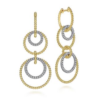 Gabriel & Co. + 14K White-Yellow Gold Diamond Huggie Drop Earrings