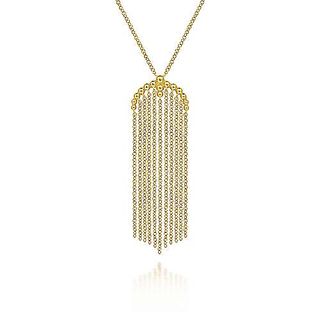 Gabriel & Co. + 24-Inch 14K Yellow Gold Bujukan Tassel Pendant Necklace