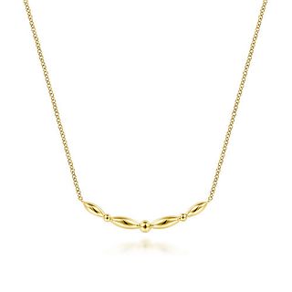 Gabriel & Co. + 14K Yellow Gold Beaded Curved Bar Necklace