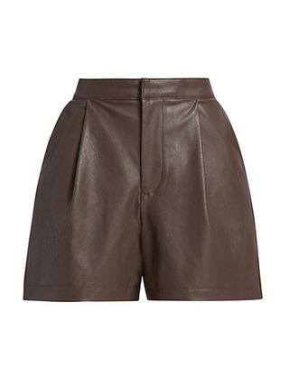 Splendid + Pleated High-Rise Vegan Leather Shorts