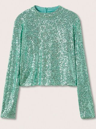 Mango + Long-Sleeved T-Shirt With Sequins