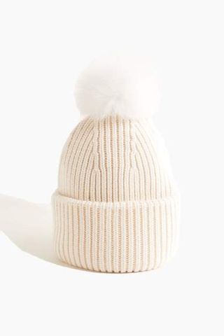 Yves Salomon + Knitwear Wool/Cashmere Hat in Neige
