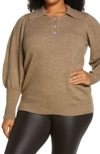 Vero Moda + Bella Puff Sleeve Polo Sweater