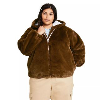 Sandy Liang x Target + Mink Zip-Up Faux Fur Hooded Jacket