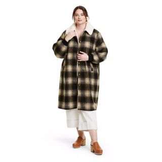 Rachel Comey x Target + Plaid Sherpa Collared Overcoat