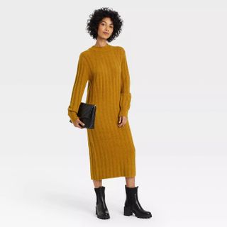 A New Day + Long Sleeve Ribbed Knit Sweater Dress