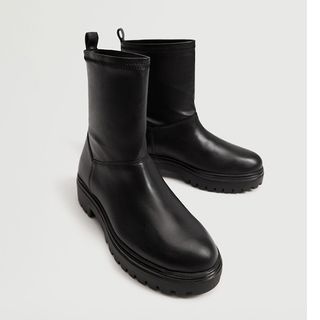 Mango + Serrated Sole Leather Ankle Boots