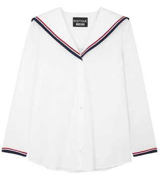 Boutique Moschino + White Cotton-Blend Shirt