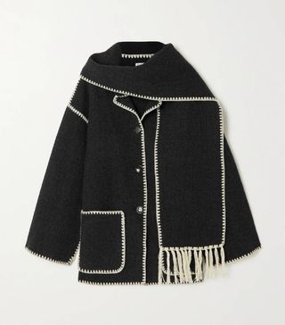 Totême + Draped Fringed Wool-Blend Jacket