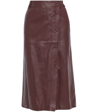 Iris & Ink + Béatrice Wrap-Effect Leather Midi Skirt