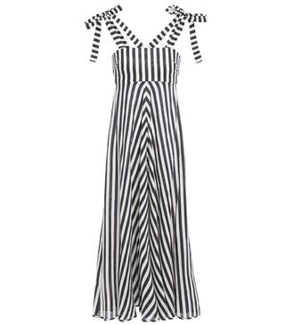 Zimmermann + Honour Tie-Detailed Striped Linen Midi Dress