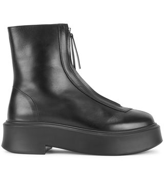 The Row + Zipped 1 Black Leather Flatform Ankle Boots
