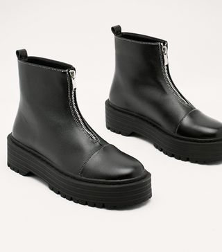 NastyGal + Tumbled Pu Front Zip Boots
