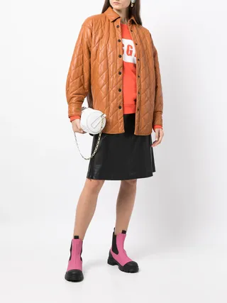 MSGM + Quilted Faux-Leather Coat