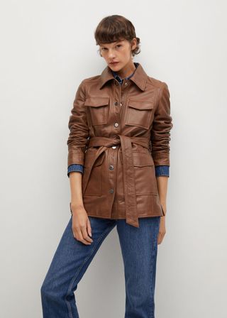 Mango + Saharian Leather Jacket