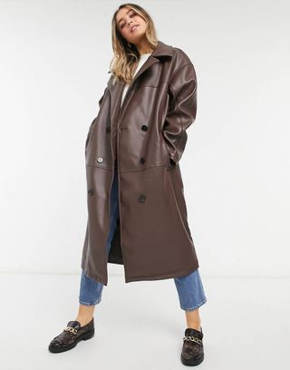 ASOS Design + Leather Look Oversized Coat