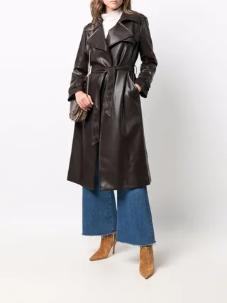 Blanca Vita + Leather-Look Trench Coat