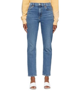 Re/Done + Blue Comfort Stretch 70s Straight Jeans