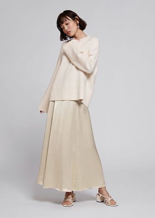 & Other Stories + Long Flared Satin Skirt