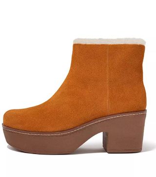 FitFlop + Pilar Shearling-Lined Suede Platform Ankle Boots