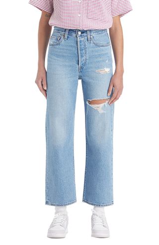 Levi's + Ribcage Ripped High Waist Ankle Straight Leg Jeans