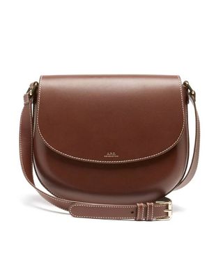 A.P.C. + Ambre Topstitched Leather Cross-Body Bag