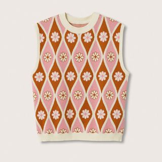 Mango + Floral-Print Knitted Vest