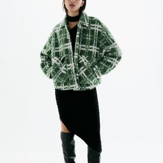 Zara + Combination Plaid Fleece Jacket