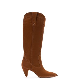 Larroude + Louise Boot in Tobacco Suede