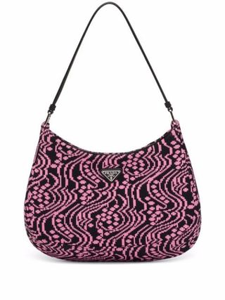 Prada + Cleo Jacquard-Knit Shoulder Bag