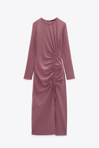 Zara + Midi Dress with Side Gathering