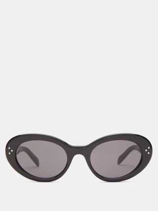 Celine Eyewear + Oval Cat-Eye Acetate Sunglasses