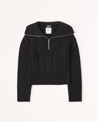 Abercrombie & Fitch + Merino Wool-Blend Cable Half-Zip