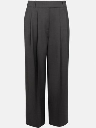 Warehouse + Premium Virgin Wool Wide Leg Trouser With Pintuck Detail