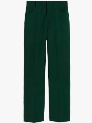 Victoria Beckham + Utility Detail Relaxed Trouser in Bottle Green