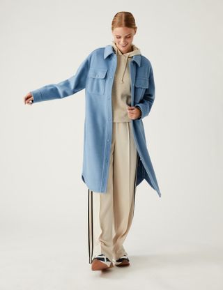 M&S Collection + Twill Relaxed Collared Longline Shacket