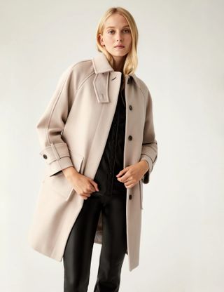 M&S Collection + Relaxed Collared Longline Car Coat