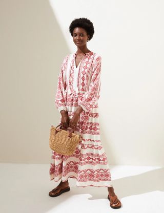 M&S Collection + Cotton Rich Jacquard Maxi Beach Dress