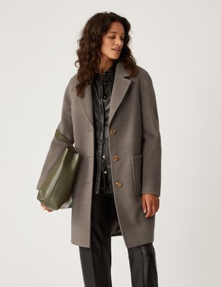 M&S Collection + Twill Single Breasted Relaxed Tailored Coat