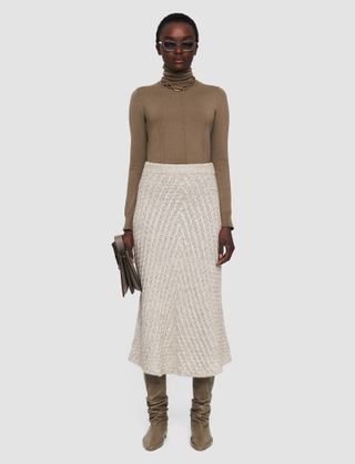 Joseph + Fuzzy Cable Knit Skirt